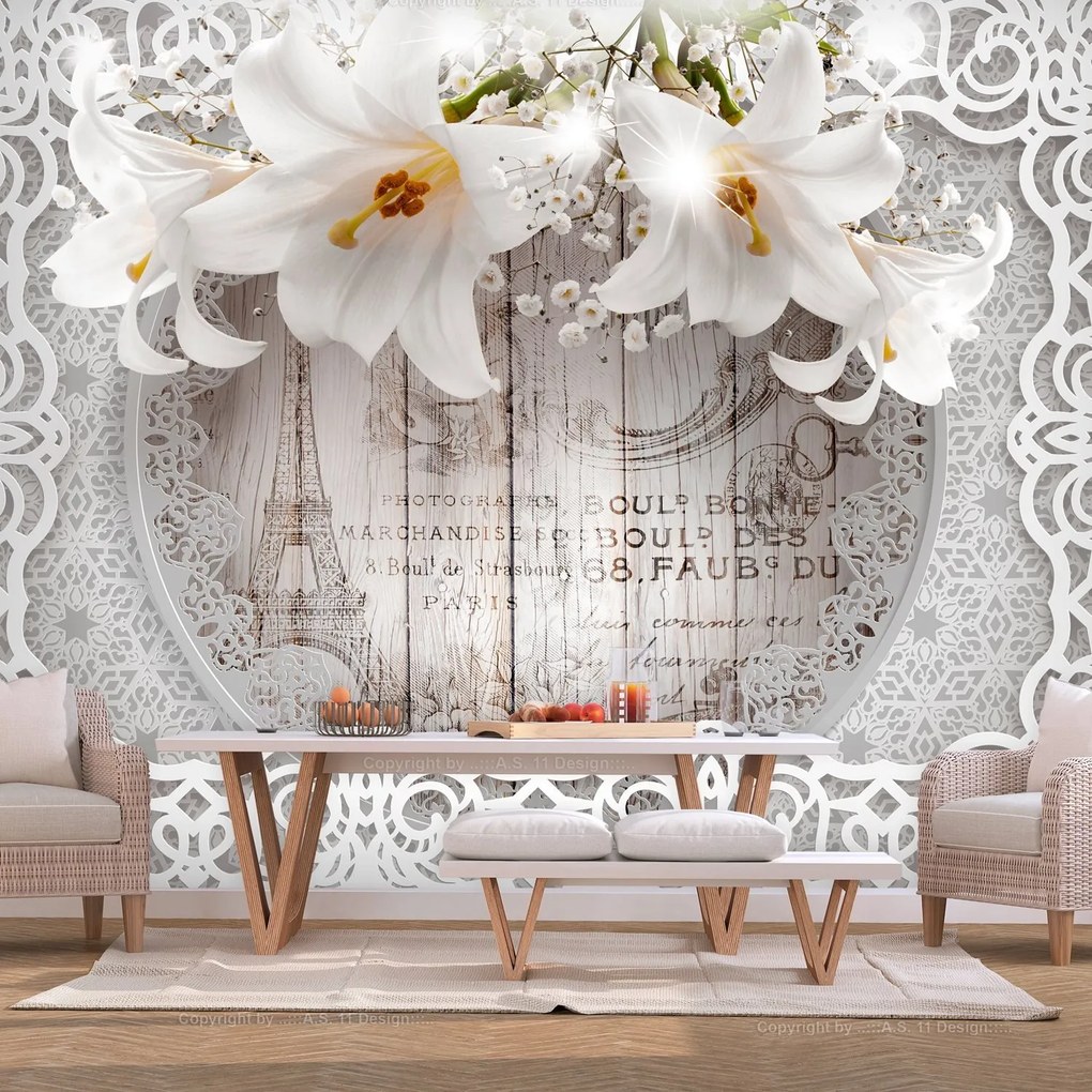 Φωτοταπετσαρία - Lilies and Wooden Background 350x245