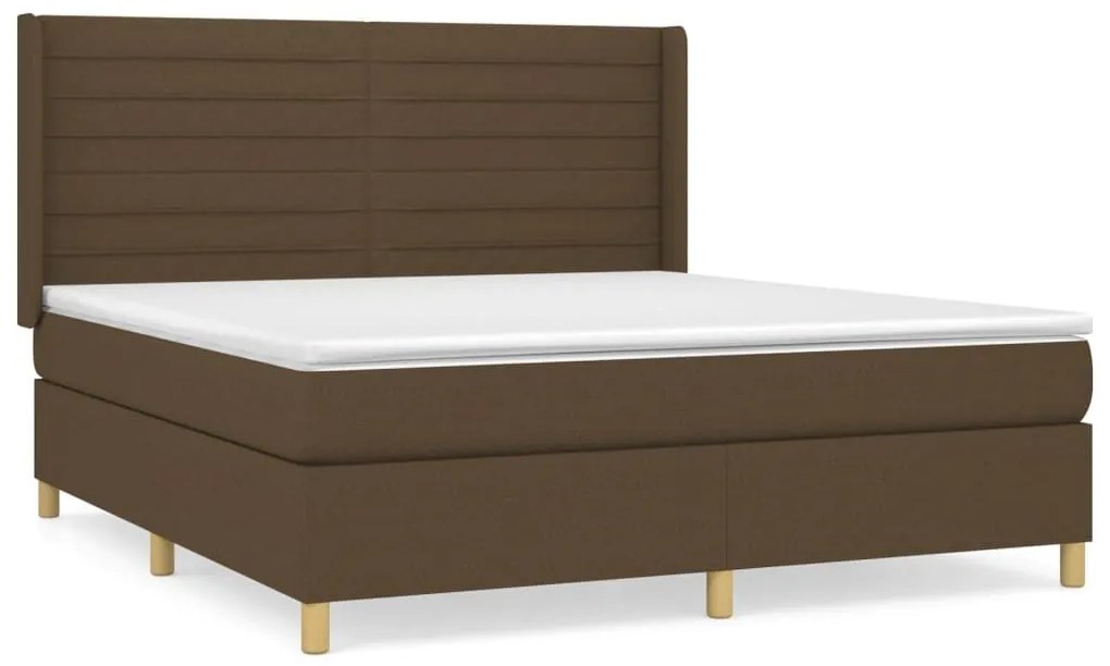 Κρεβάτι Boxspring με Στρώμα Σκούρο Καφέ 160x200 εκ Υφασμάτινο - Καφέ