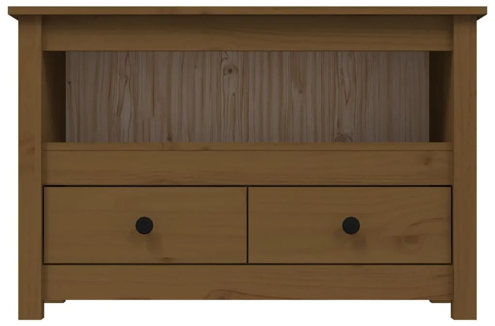 vidaXL Έπιπλο Τηλεόρασης Μελί Καφέ 79x35x52 εκ. από Μασίφ Ξύλο Πεύκου