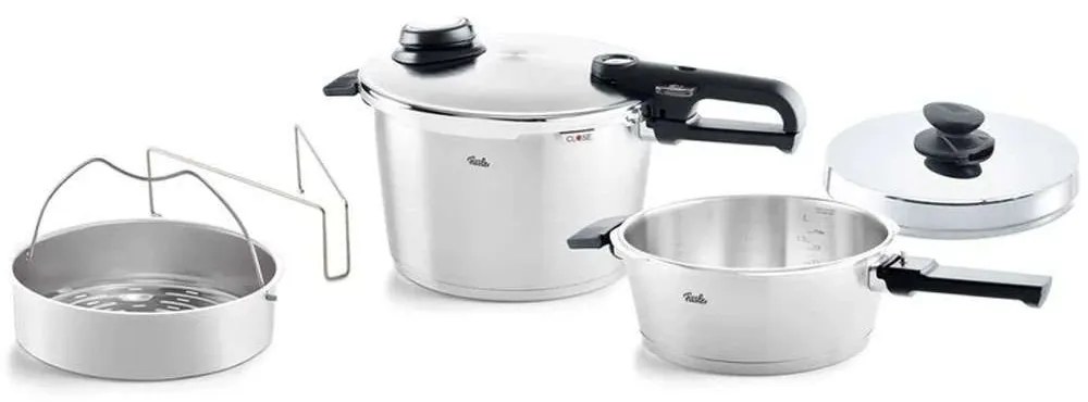 Χύτρα Ταχύτητας Και Τηγάνι Set Quattro Vitavit Premium (Σετ 2Τμχ) 622-812-11-090/0 8/4lt Inox-Black Fissler 8lt Stainless Steel