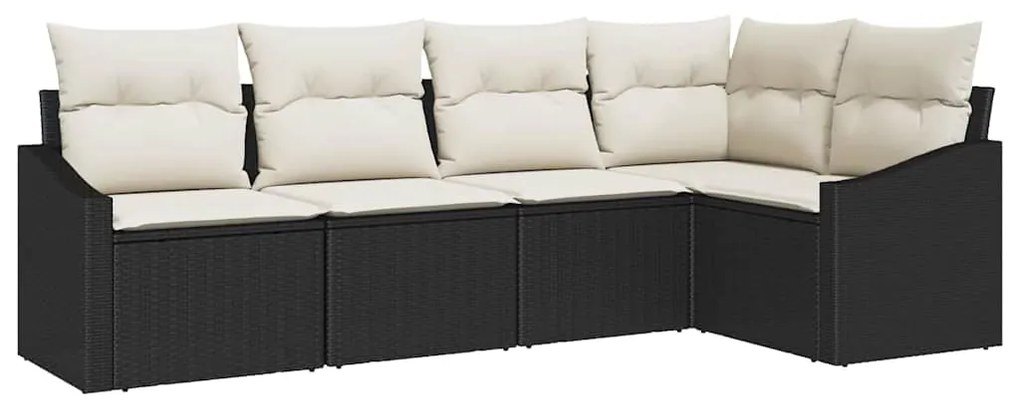 vidaXL Σετ Καναπέ με μαξιλάρι 5 pcs Μαύρο συνθετικό ρατάν