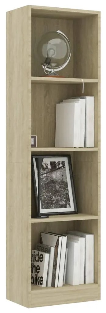 Βιβλιοθήκη με 4 Ράφια Sonoma Δρυς 40x24x142 εκ. Επεξ. Ξύλο 800840