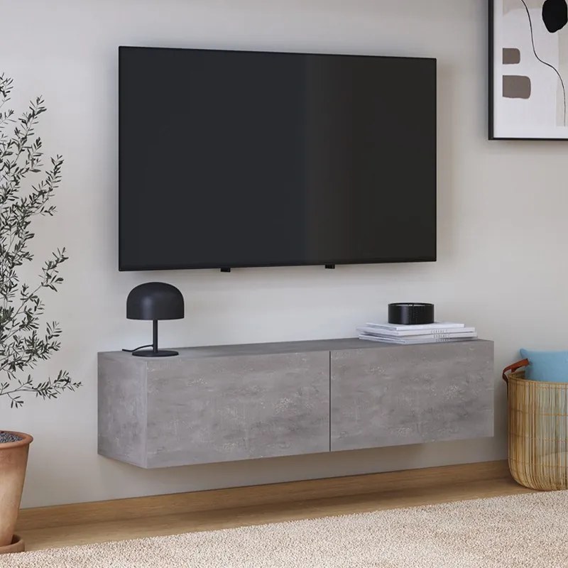 Megapap Έπιπλο Τηλεόρασης Επιτοίχιο Palm  Γκρι Ρετρό 120x32x30εκ.