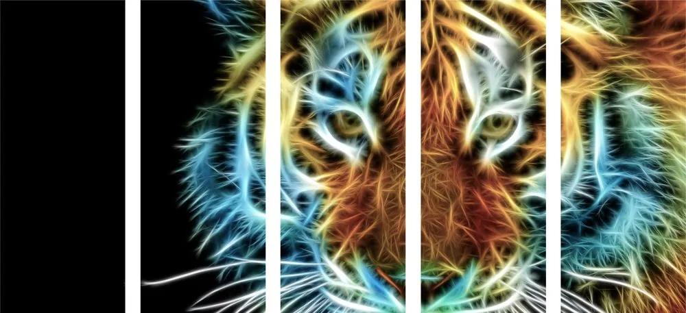 Κεφάλι τίγρης με 5 μέρη σε αφηρημένο σχέδιο - 100x50
