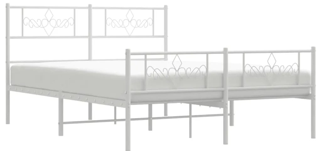 vidaXL Πλαίσιο Κρεβατιού με Κεφαλάρι&amp;Ποδαρικό Λευκό 120x200εκ. Μέταλλο