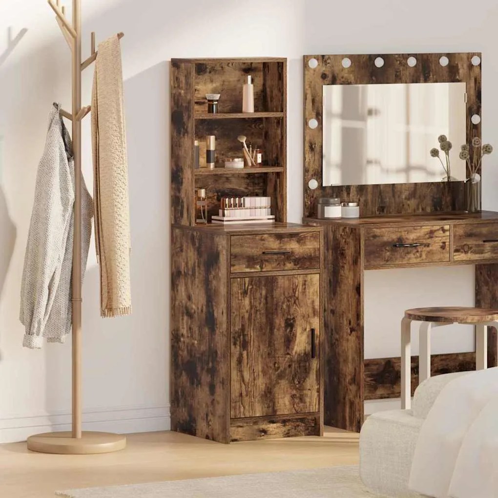 vidaXL Highboard Καπνιστή δρυς 40 x 40.5 x 135 εκ. Επεξεργασμένο ξύλο