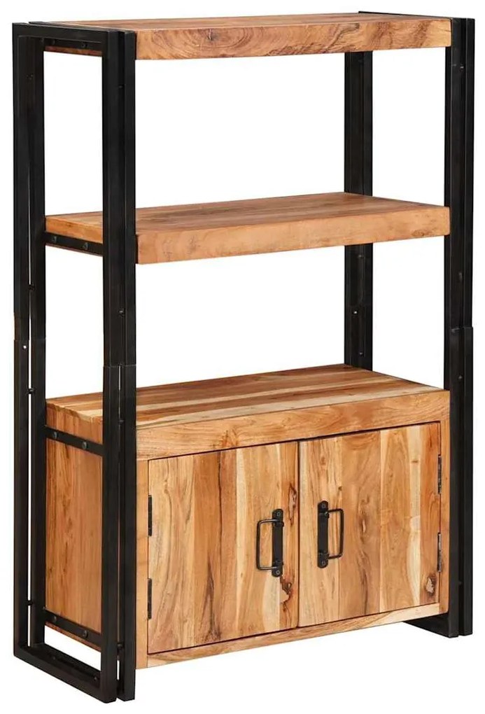 Βιβλιοθήκη με Πόρτες Καφέ Μασίφ ξύλο ακακίας και μέταλλο