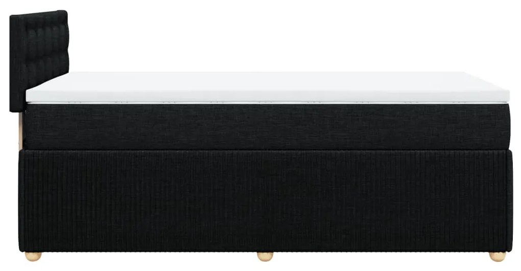 vidaXL Κρεβάτι Boxspring με Στρώμα Μαύρο 90x190 εκ.Υφασμάτινο