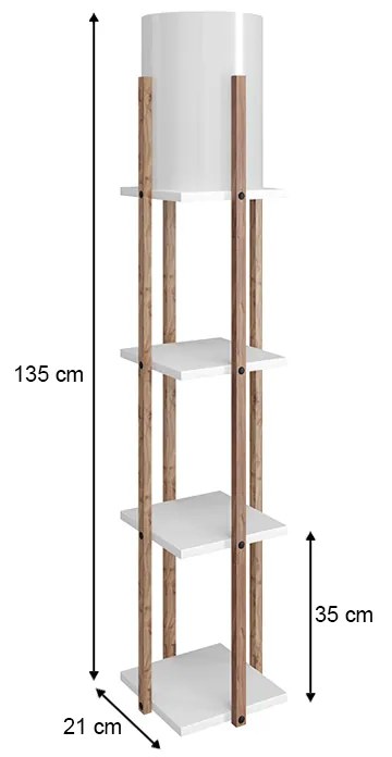 Φωτιστικό δαπέδου Nora Megapap MDF - υφασμάτινο χρώμα λευκό - φυσικό 21x21x135εκ.