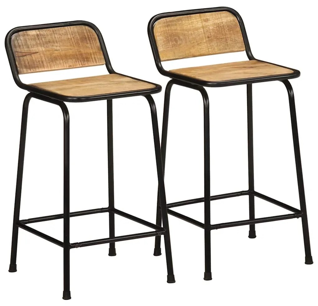 Bar Stools 2 τεμάχια 46x35,5x80 cm Στερεό ξύλο Rough Mango