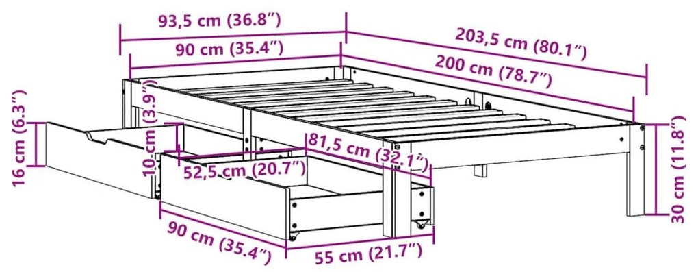 Σκελετός Κρεβ. Χωρίς Συρτάρια Καφέ Κεριού 90x200 εκ. - Καφέ