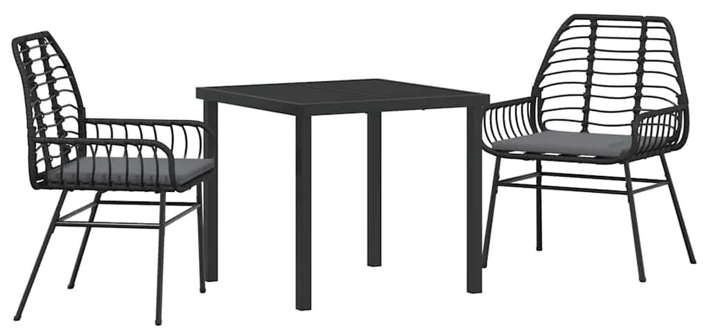 vidaXL Σέτ φαγητού για κήπο 3 pcs Μαύρο συνθετικό ρατάν