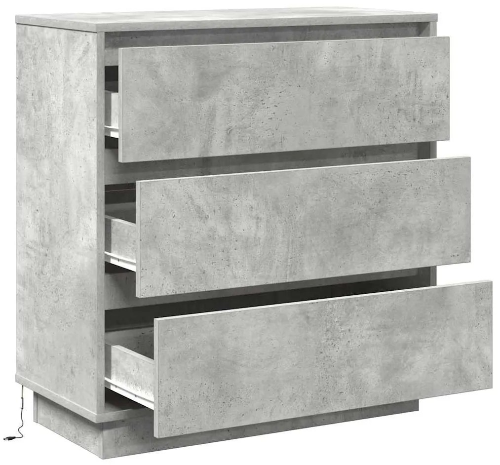 vidaXL Κομοδίνο Σκυρόδεμα Γκρι 71 x 34,5 x 75 εκ. Επεξεργασμένο ξύλο