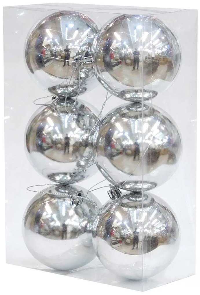 Χριστουγεννιάτικες Μπάλες Ασημί Set/6 τεμάχια 8cm 233620