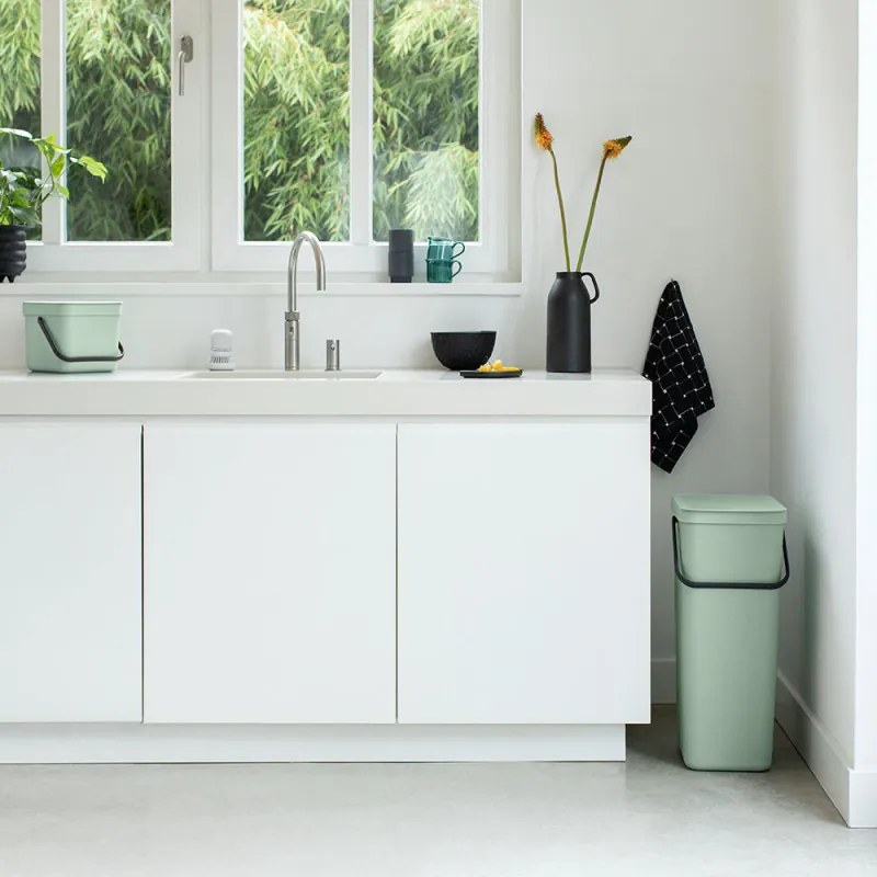 Κάδος χωριστής συλλογής απορριμμάτων Brabantia Sort&Go 1005515, 6 l, Χειρολαβή, Επιτοίχιος, Ανοιχτό πράσινο