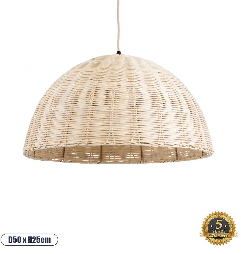 02378 GloboStar® GLOBOSTAR® MONTANA 02378 Boho Κρεμαστό Φωτιστικό Οροφής με Ντουί 1 x E27 AC 220-240V IP20 - Μπεζ - Μ50 x Π50 x Υ25cm