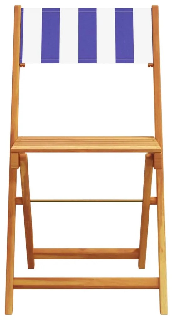 vidaXL Καρέκλες Κήπου Πτυσσόμενες 8 Τεμ. Μπλε/Λευκό Ύφασμα/Μασίφ Ξύλο