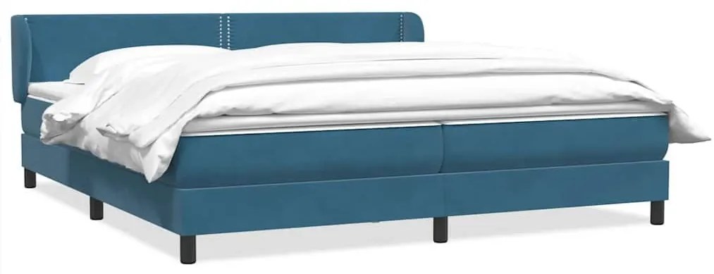 Box Spring κρεβάτι με στρώματα σκούρο μπλε 180x220 cm Βελούδινο - Μπλε