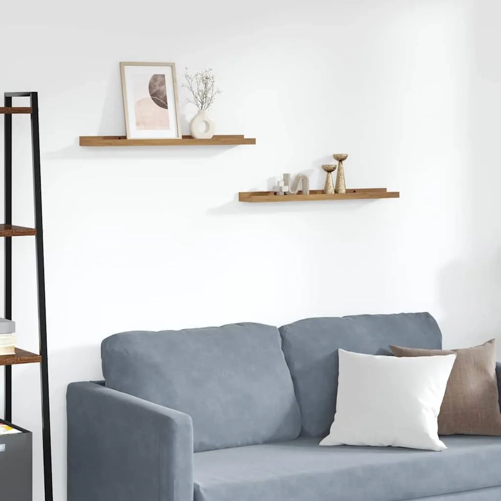vidaXL Ράφι Τοίχου με ράφι 2 pcs Καφέ 60 x 9 x 3 cm Επεξεργασμένο ξύλο