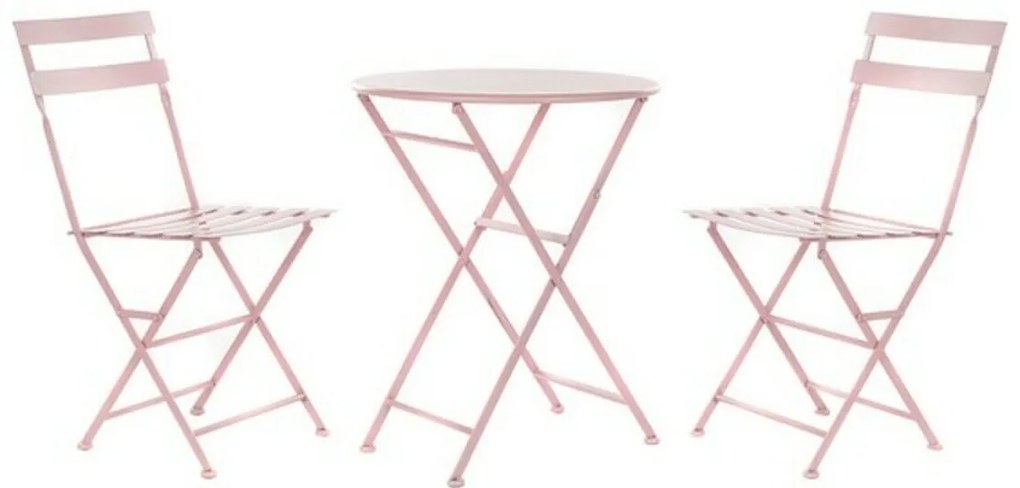 Σετ Τραπέζι με 2 Καρέκλες DKD Home Decor MB-177410 Ροζ 60 x 60 x 75 cm (3 pcs)