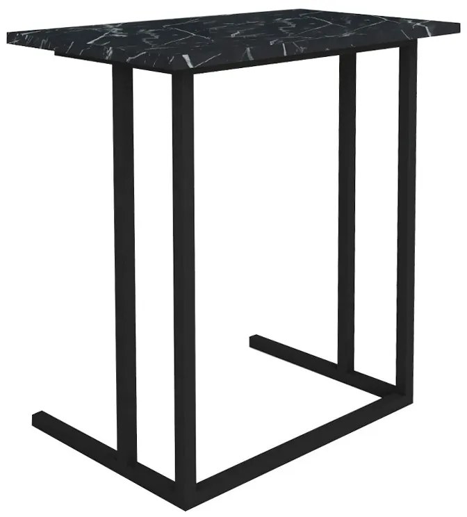 Τραπεζάκι βοηθητικό Jango Megapap μεταλλικό - μελαμίνης χρώμα μαύρο εφέ μαρμάρου 60x35,5x65,5εκ.