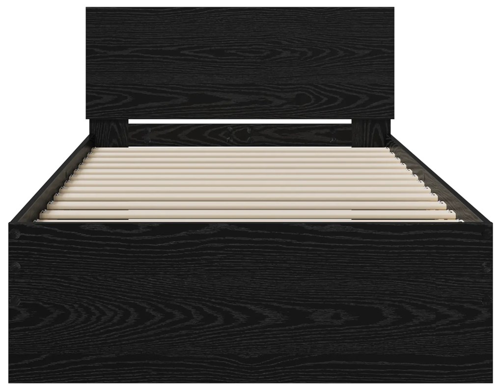 vidaXL Κρεβάτι με Υποκείμενο Μαύρη Δρυς 90x200 cm Επεξεργασμένο Ξύλο