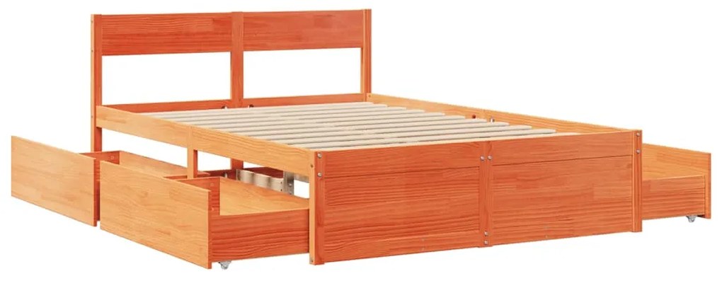 vidaXL Σκελετός Κρεβ. Χωρίς Στρώμα Καφέ Κεριού 135x190 εκ Μασίφ Πεύκο