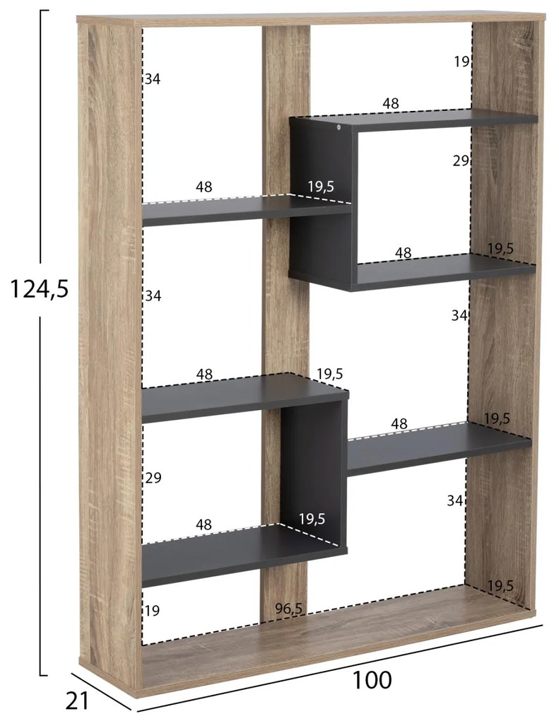 ΒΙΒΛΙΟΘΗΚΗ MARCELINE  100Χ21Χ124,5 ΓΚΡΙ