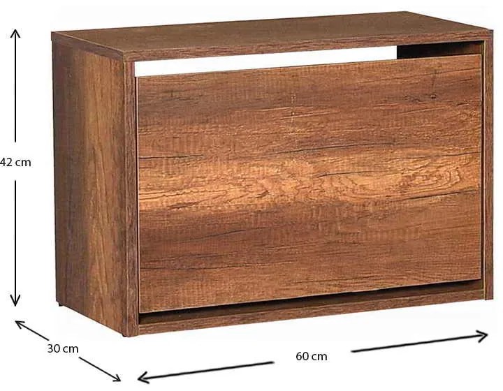 Παπουτσοθήκη 6 ζεύγων Step Megapap σε χρώμα καρυδί 60x30x42εκ.