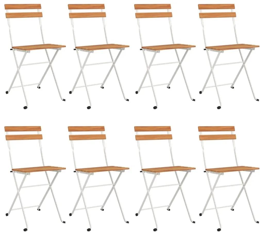 Καρέκλες Bistro Πτυσσόμενες 8 τεμ. Μασίφ Ξύλο Ακακίας + Ατσάλι - Καφέ
