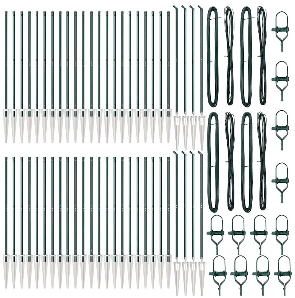 vidaXL Στηρίγματα Φράχτη με Σφήνα 52 τεμάχια Ø32 mm 180 cm Γαλβανισμένο Ατσάλι