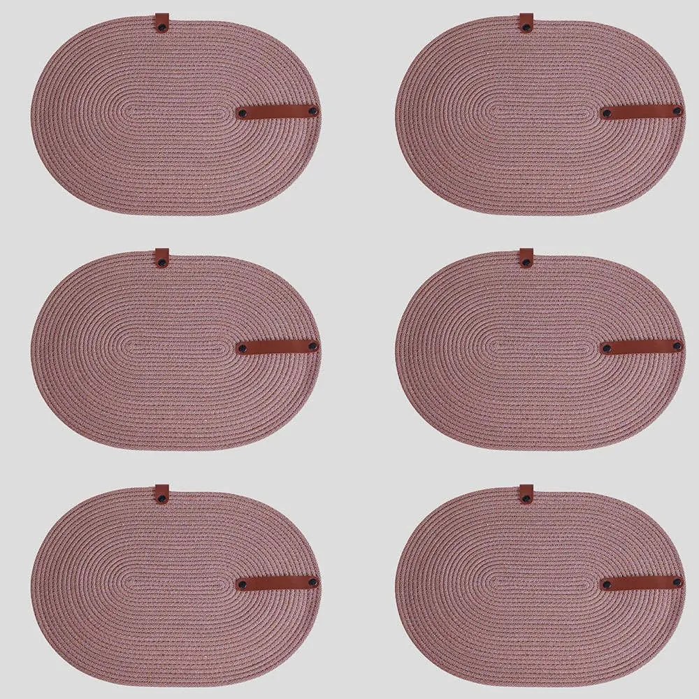 Σουπλά (Σετ 6Τμχ) 171JTR1275 30x40x1cm Beige-Brown Aberto Design Cotton,Leather