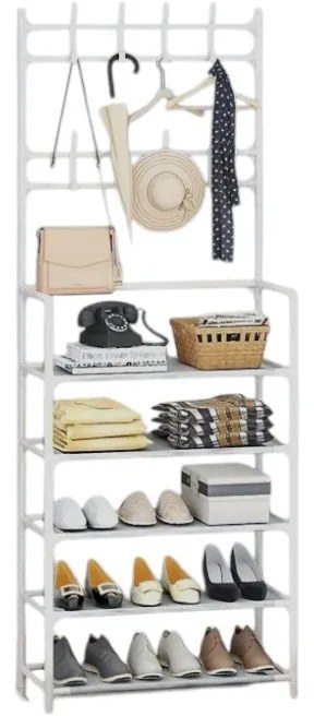 Κρεμάστρα Δαπέδου με Ράφια Παπουτσιών Λευκό