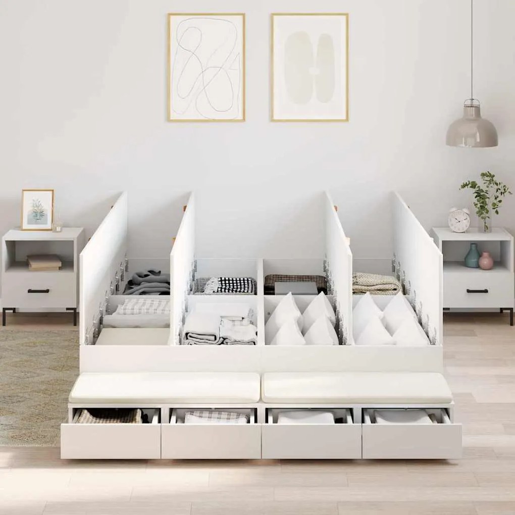 vidaXL Κρεβάτι Αποθήκης Λευκό 150x200 εκ.