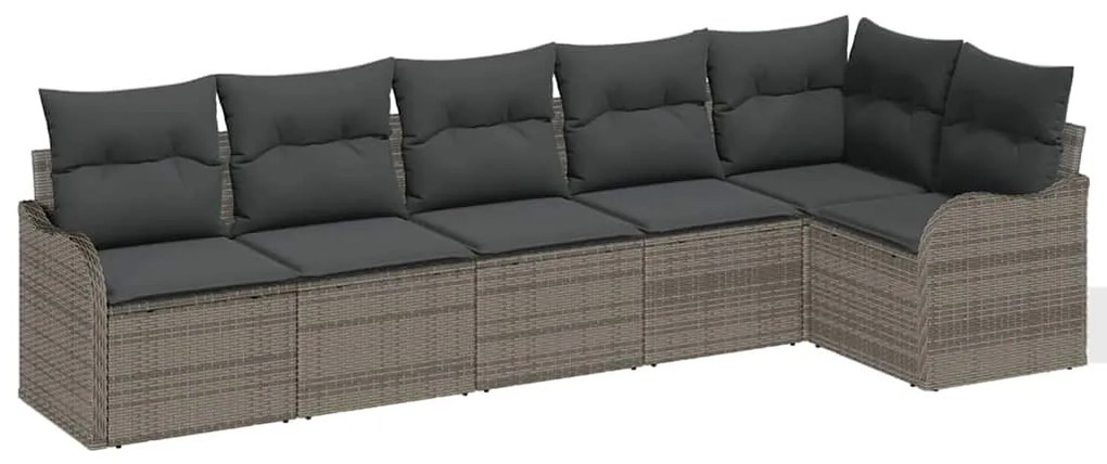 vidaXL Σετ Καναπέ Κήπου με μαξιλάρι 6 pcs Γκρι Πολυ ράταν