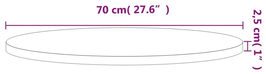 vidaXL Επιφάνεια Τραπεζιού Στρογγυλή Ø70x2,5 εκ. Μασίφ Ξύλο Οξιάς
