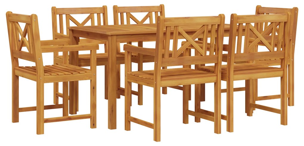 vidaXL Σέτ φαγητού για κήπο 7 pcs Καφέ Μασίφ ξύλο ακακίας