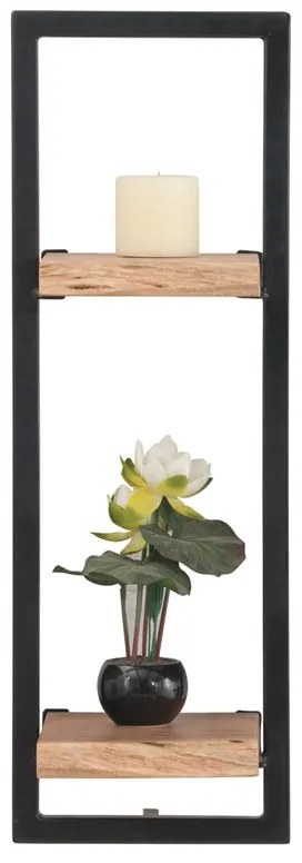 WOODWELL LIZARD Frame Ράφι Μέταλλο Βαφή Μαύρο, Ξύλο Ακακία Φυσικό 20x25x75cm ΕΑ7070,2