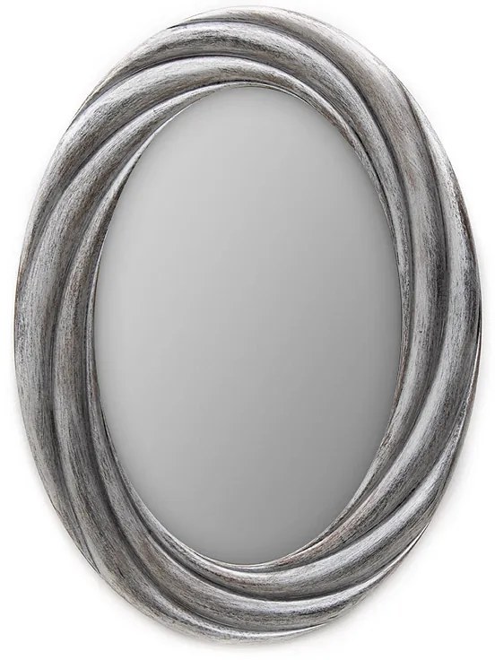 Kαθρέφτης τοίχου οβάλ πλαστικός σε χρώμα ασημί 76x56