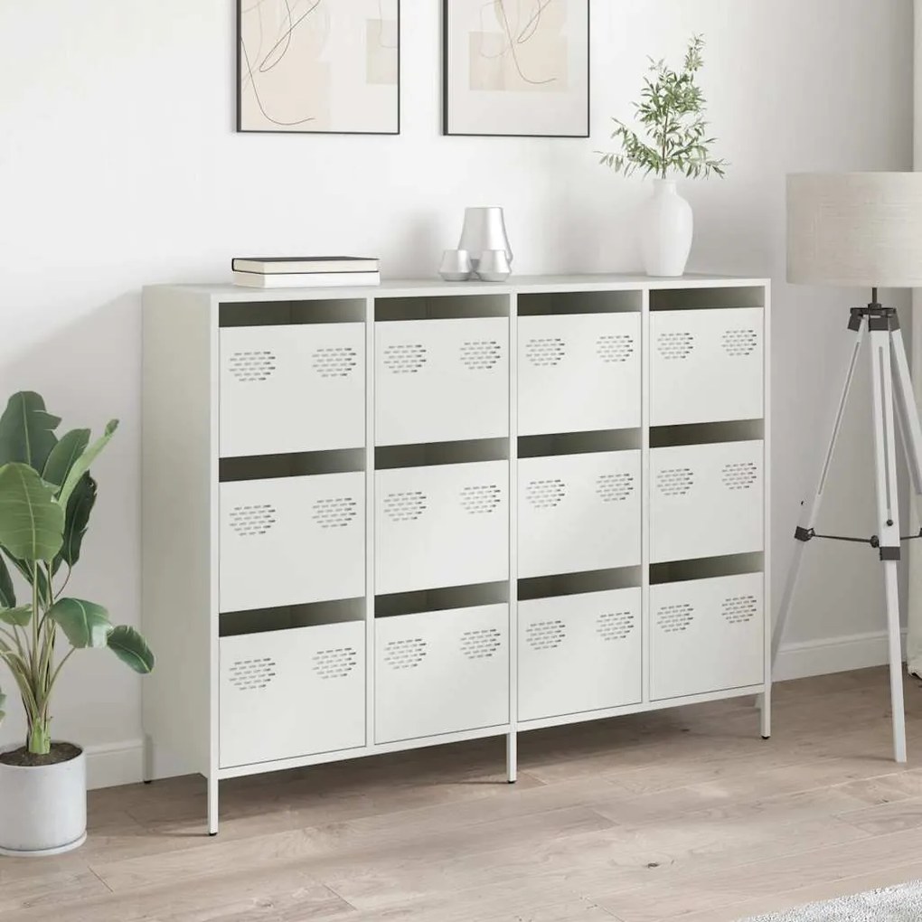 vidaXL Sideboard Λευκό 135x39x103,5 cm Ατσάλι ψυχρής έλασης