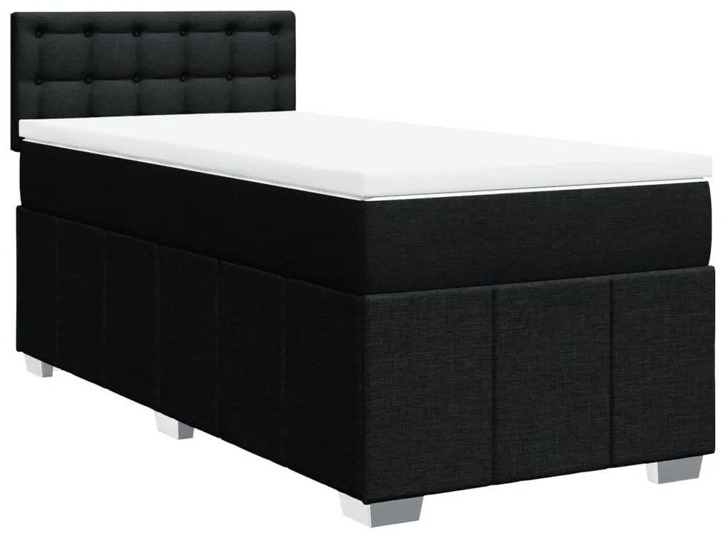 vidaXL Κρεβάτι Boxspring με Στρώμα Μαύρο 80 x 200 εκ. Υφασμάτινο