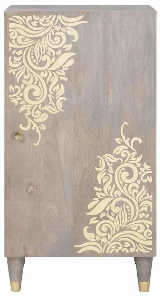 vidaXL Πλαϊνό γραφείο με ράφι με πόρτα Γκρι και Χρυσό 40 x 33 x 75 εκ.