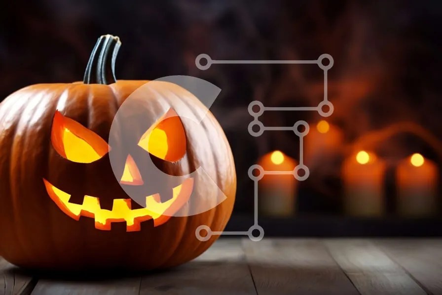 Intra Συλλεκτικό Ξύλινο Παζλ Plywood 4mm - Σκαλιστή κολοκύθα με λαμπερά φώτα Σε Ξύλινο Κουτί - Διαστάσεις Puzzle: 10x10 cm – 25 κομμάτια