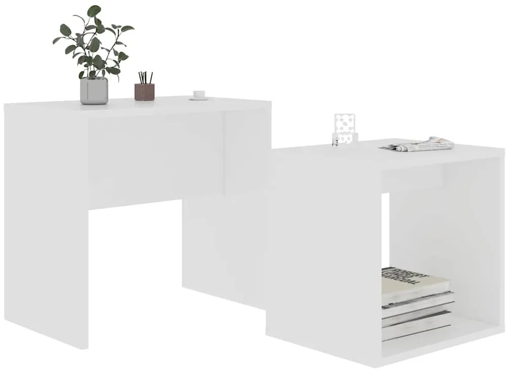 vidaXL Σετ Τραπεζάκια Σαλονιού Λευκά 48 x 30 x 45 εκ. από Επεξ. Ξύλο