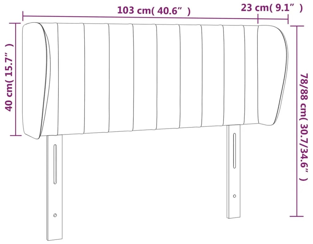 Κεφαλάρι με Πτερύγια Σκούρο Γκρι 103x23x78/88 εκ. Βελούδινο 3117425