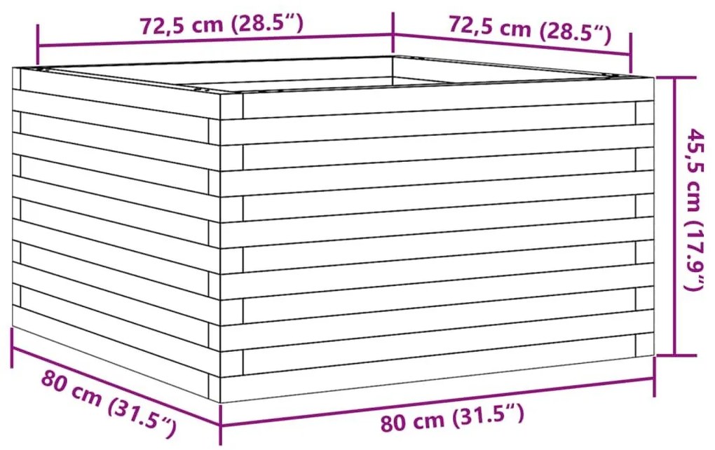 Ζαρντινιέρα Καφέ Κεριού 80x80x45,5 εκ. από Μασίφ Ξύλο Πεύκου - Καφέ