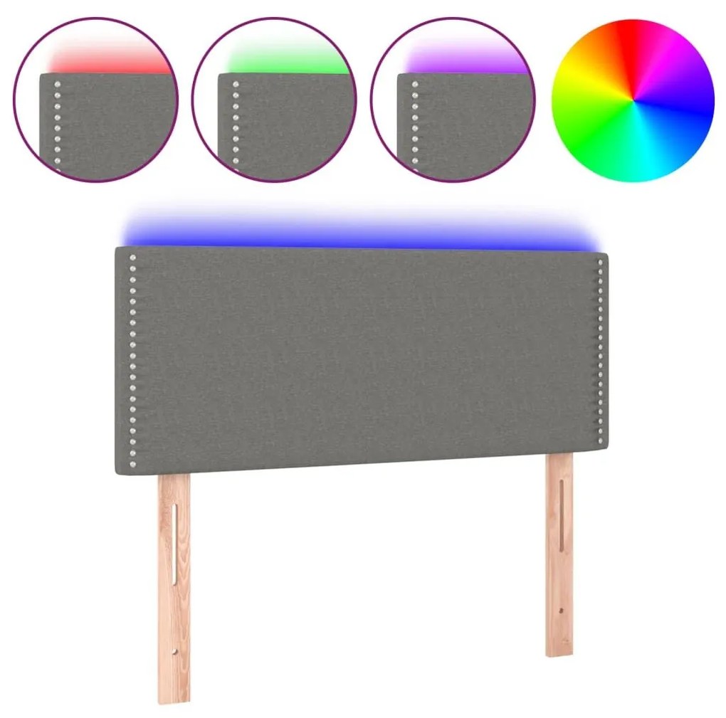 Κεφαλάρι Κρεβατιού LED Σκούρο Γκρι 100x5x78/88 εκ. Υφασμάτινο - Γκρι