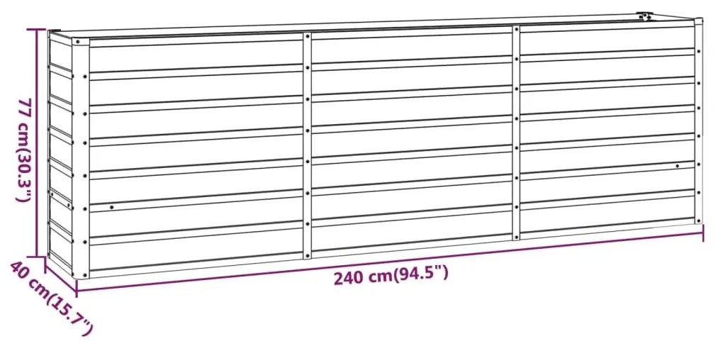 Ζαρντινιέρα Σκουριασμένο 240x40x77 εκ. Ατσάλι Σκληρυθέν Αέρα - Καφέ