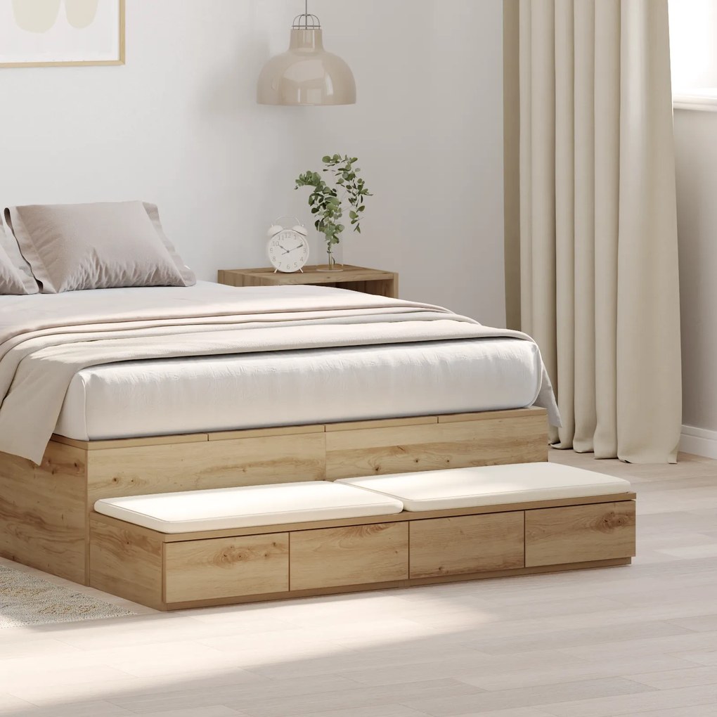 vidaXL Συρτάρια Κρεβατιού Artisan Oak 120x36,5x16,5 εκ Επεξεργασμένο Ξύλο