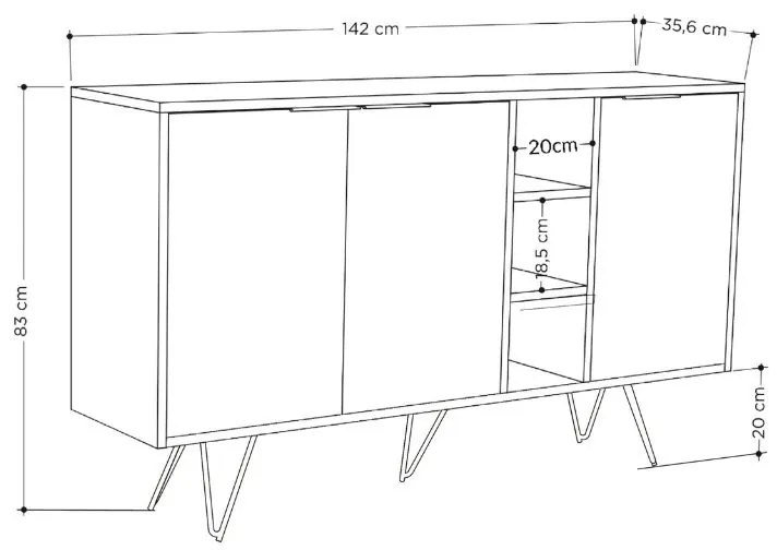 Μπουφές Clara Megapap χρώμα sandstone 142x35,6x83εκ.